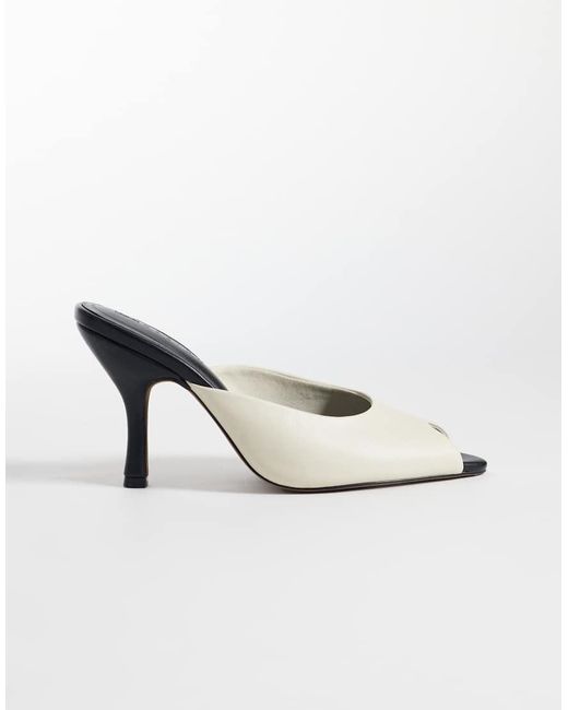 ASOS White Nobu Peep Toe High Heel Mules