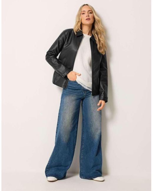 Long Tall Sally Black Faux Leather Zip Jacket