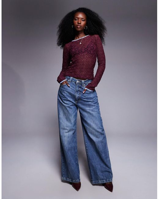 ASOS Purple – halbtransparentes spitzenoberteil