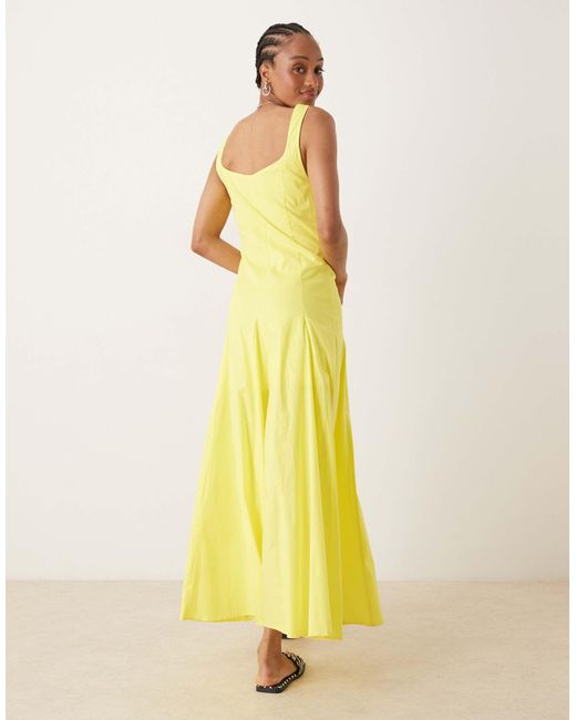 ASOS Yellow Asos Design Tall Sleeveless Waisted Midi Dress