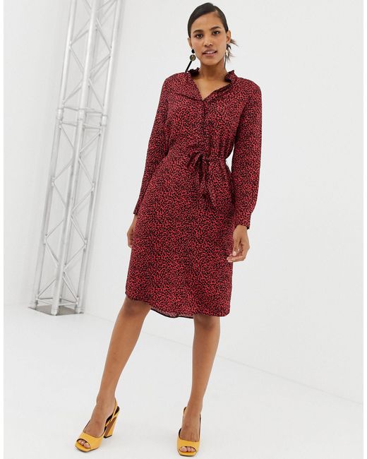 oasis red animal shirt dress