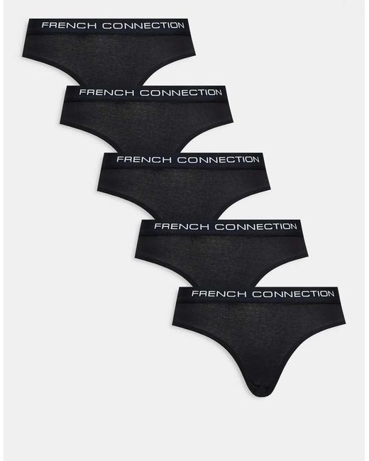 French Connection Black 5 Pack Cotton Ladies Briefs