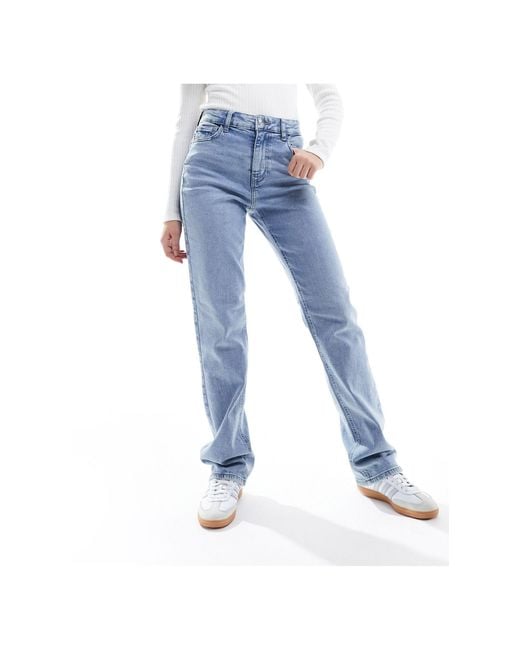 Pieces Blue Kelly High Waisted Straight Leg Jeans