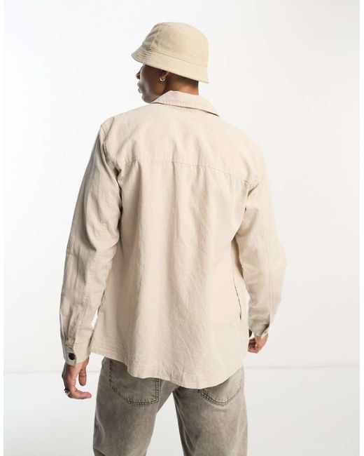 SELECTED Natural Linen Mix Overshirt for men