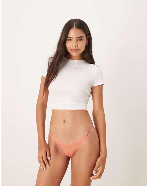 Calvin Klein Brown Icon Lace Dipped Thong