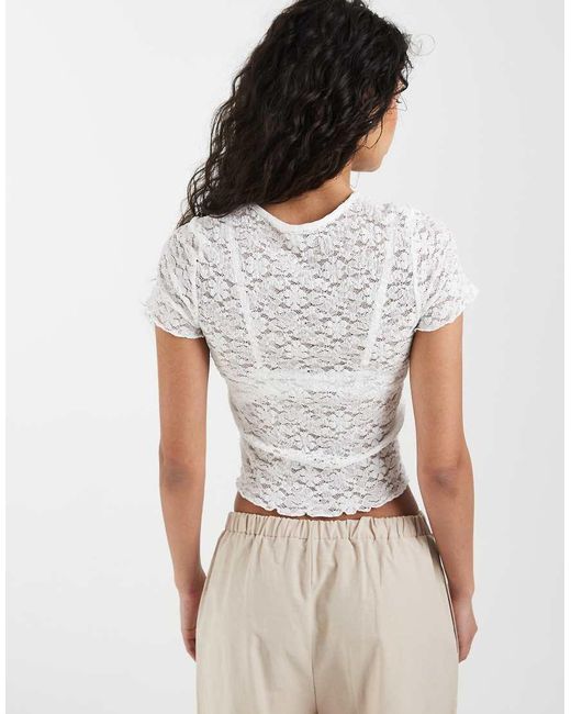 ONLY White Lace Detail T-shirt