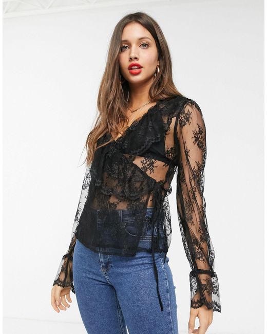 asos black lace top