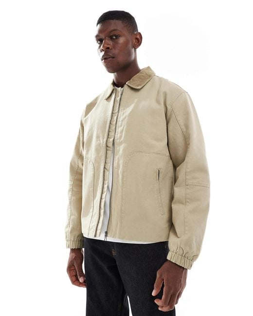 Only & Sons Natural Oversized Heavyweight Barn Jacket With Cord Collar for men
