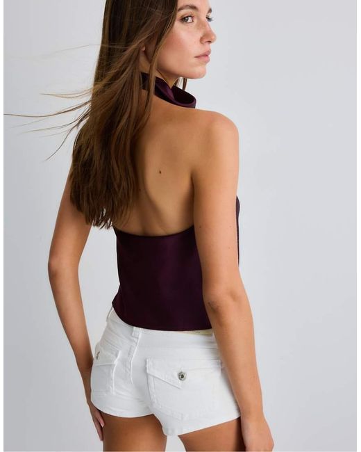 Stradivarius Purple Satin Effect Halter Top