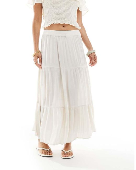 Only Petite White Tiered Maxi Skirt