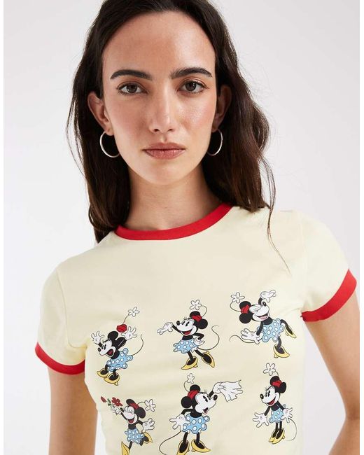 ASOS White Disney Ringer Baby Tee With Minnie Mouse Chart Print