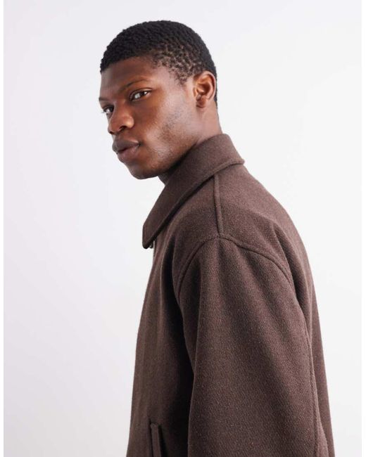 ASOS Harrington Jack Met Wol-Look in het Brown voor heren