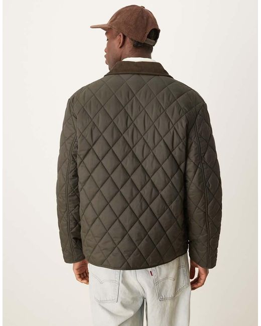 Mango Natural Zip Down Collar Detail Quilted Jacket for men