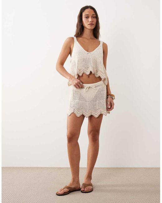 Miss Selfridge Natural Open Stitch Skirt Co-ord