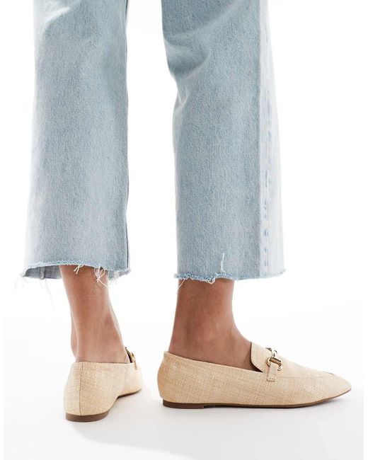London Rebel Loafers Van Raffia Met Gesp En Puntige Neus in het Blue