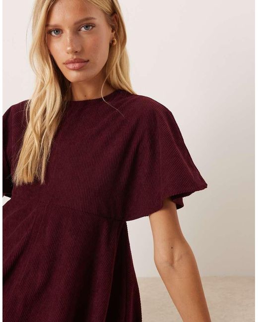 ASOS Red Cord T-shirt Mini Dress With Stitching Detail