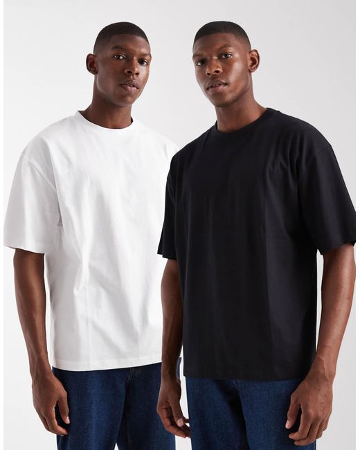 ASOS – 2er-pack basic-t-shirts in Black für Herren