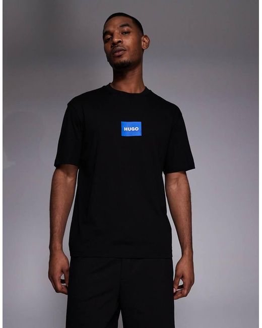 HUGO Gray Nayonix Chest Box Logo T-Shirt for men