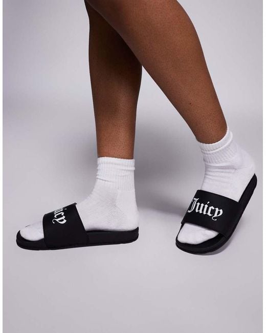 Juicy Couture Black Carmen Collegate Pu Slidder