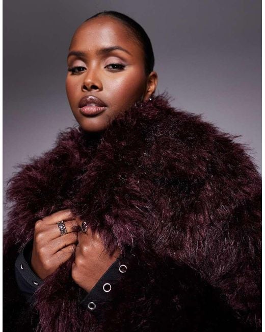 River Island Brown shaggy Effect Faux Fur Coat