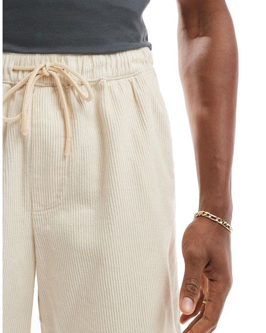 Jack & Jones – locker geschnittene shorts aus cord in Natural für Herren