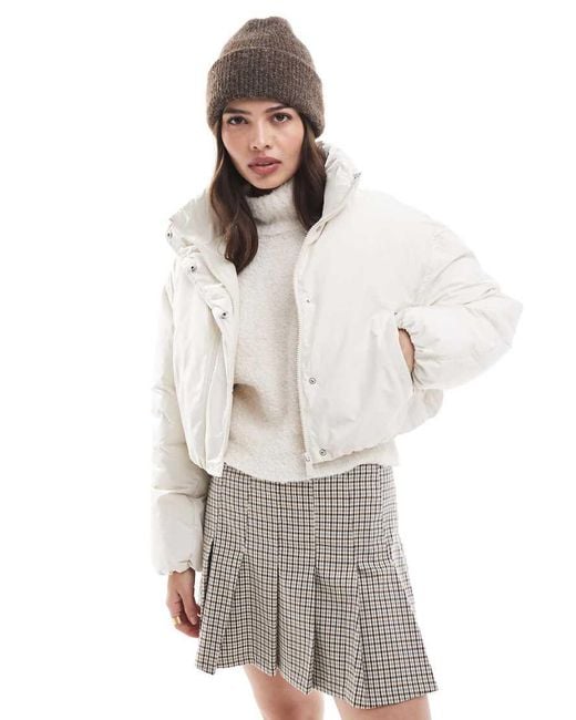 Pimkie Gray Cropped Funnel Neck Padded Jacket