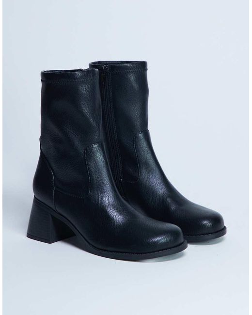 TOPSHOP Blue Niamh Block Heel Ankle Boot