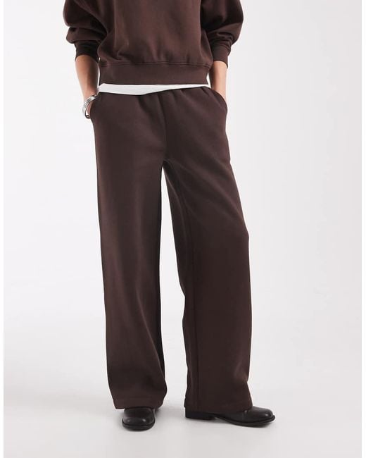 ASOS Brown Wide Leg Brushback Trackies