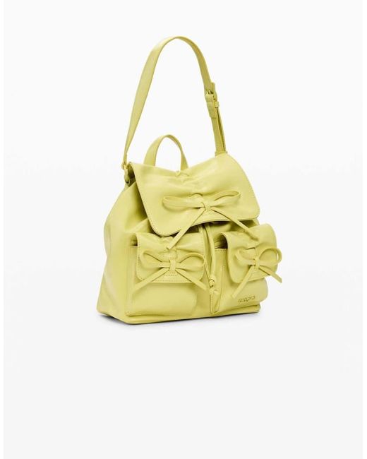 Desigual Yellow Small Shiny Bow Backpack