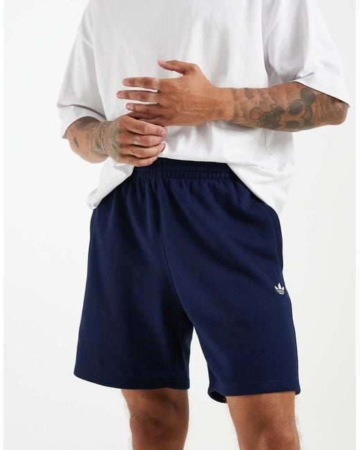 Adidas Originals White Trefoil Essentials Fleece Shorts for men