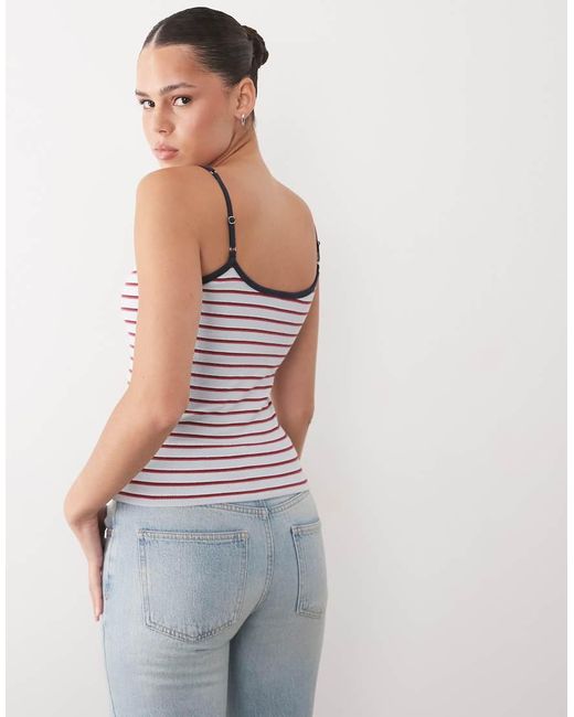 Abercrombie & Fitch White Ribbed Henley Cami