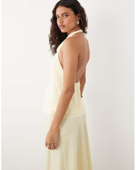 Y.A.S Natural Satin Halter Neck Top