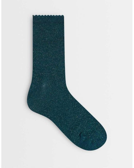 Pieces Glitter Sokken in het Blue