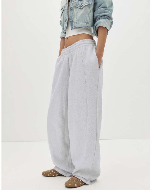 Pull&Bear Gray Barrel Fit Sweatpants
