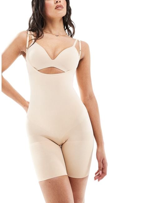 Spanx Natural Everyday Seamless Open-bust Mid-thigh Bodysuit