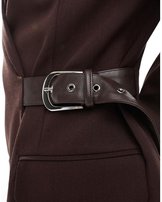 Collusion Brown Tailored Oversized Belt Detail Blazer Co-ord