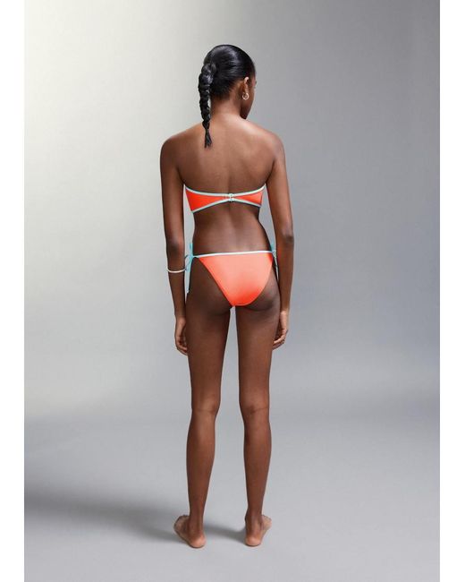 Mango Orange Teen Bandeau And Tie Waist Bikini Set