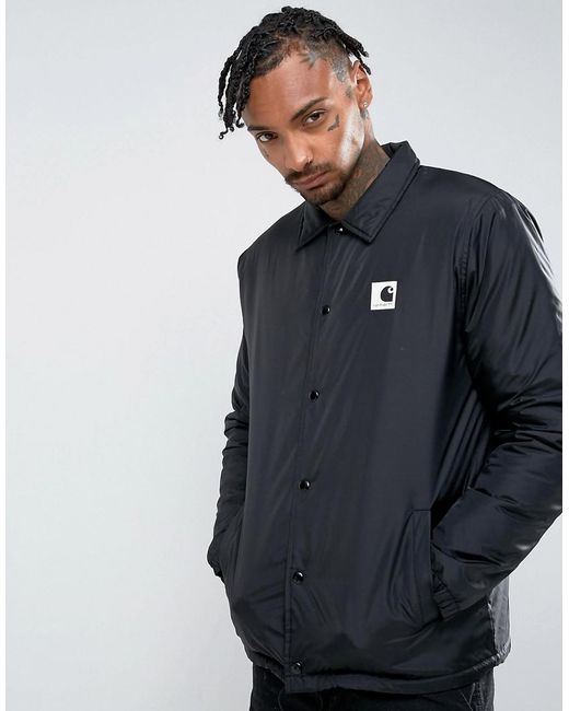 Carhartt WIP Fleece Coach Jacket With Faux Shearling Lining in Black for  Men | Lyst