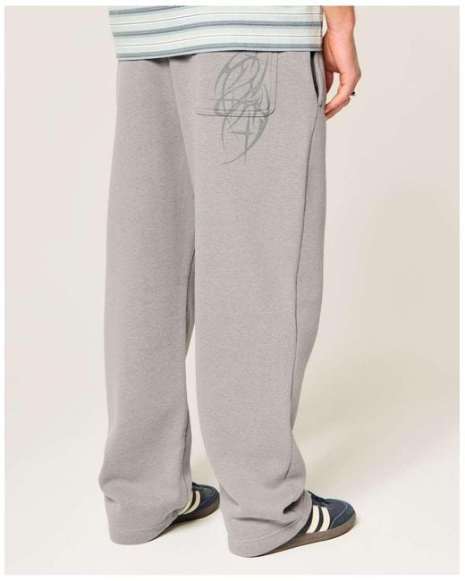Hollister White Back Pocket Graphic Baggy Sweatpants for men
