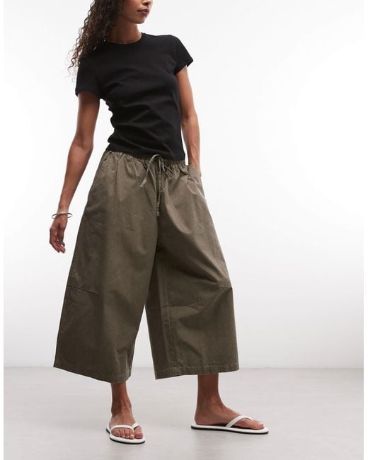 Weekday Brown Oversized Drawstring Cropped Pants