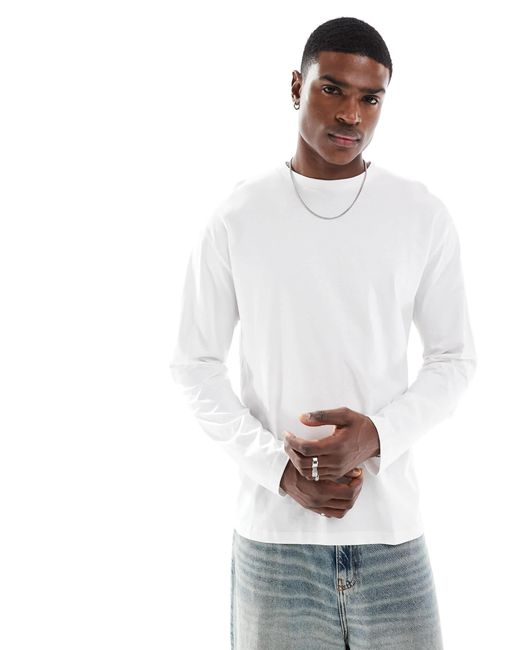 ASOS White Essential Relaxed Long Sleeve T-shirt for men