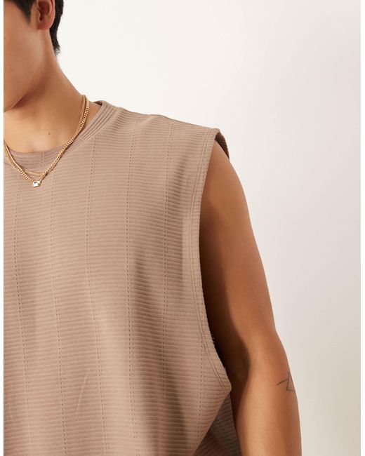 Débardeur oversize côtelé - beige ASOS pour homme en coloris Natural