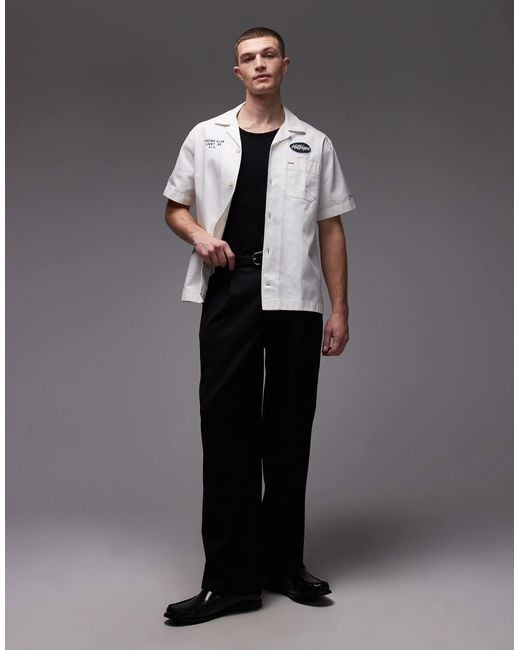 Tommy Hilfiger Gray Camp Patch Racing Logo Short Sleeve Shirt for men