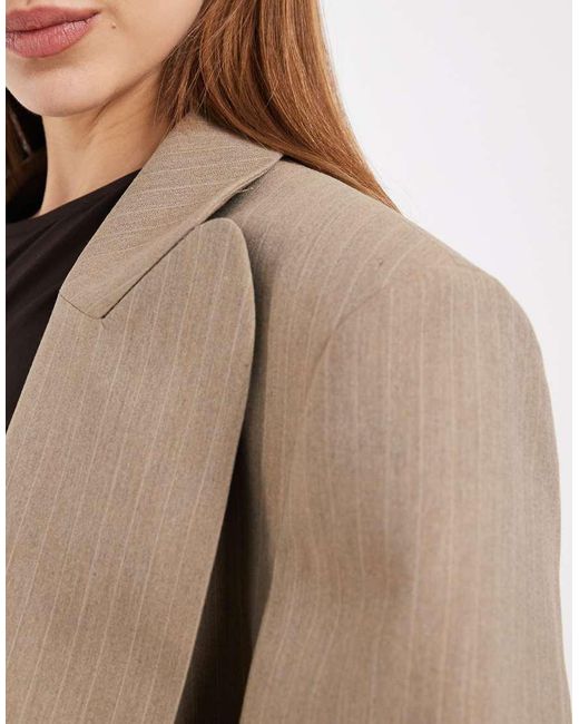 ASOS Natural Oversized Strong Shoulder Blazer