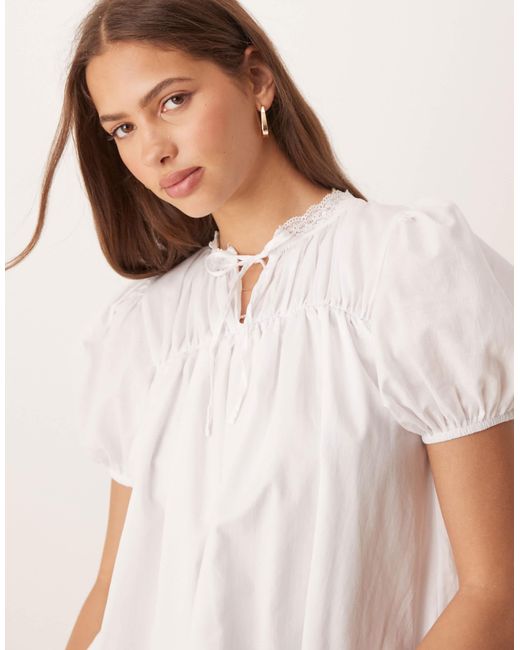 Blouse en coton bordée ASOS en coloris White