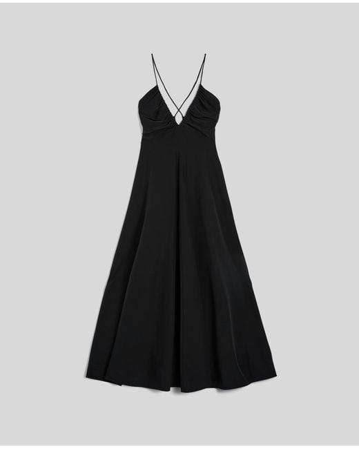 Aspesi Black Langes Kleid Aus Seiden-CrãPe De Chine