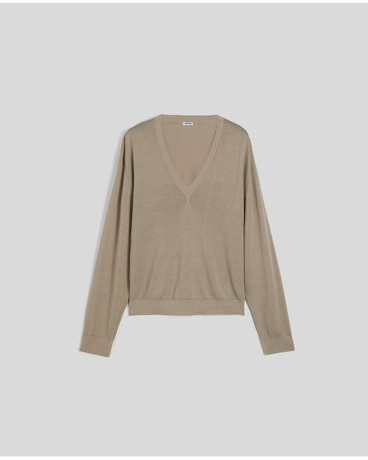 Aspesi Natural Pullover Aus Baumwolle Mit V-Ausschnitt