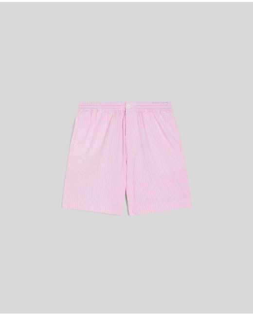 Aspesi Bermuda-Shorts Aus Seersucker Mit Streifen in Pink für Herren