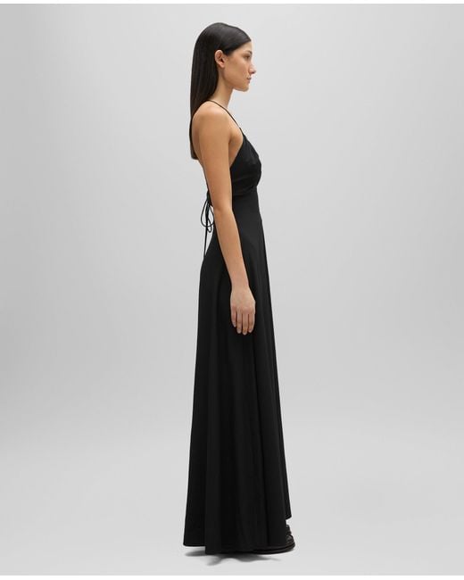 Aspesi Black Langes Kleid Aus Seiden-CrãPe De Chine