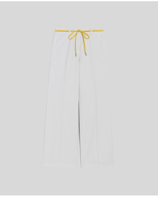 Aspesi White Hochbund-Hose Aus Baumwolle Und Leinen